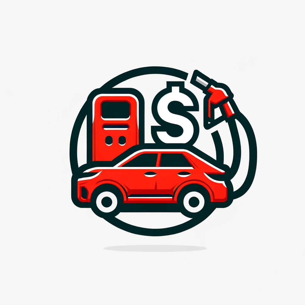 logo of a car, dollar sign and fuel pump symbolizing saving on gas